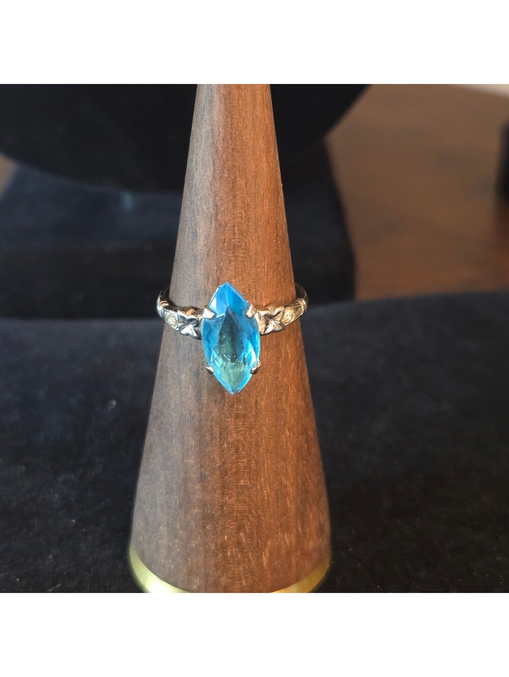 Silver Plated with large blue stone